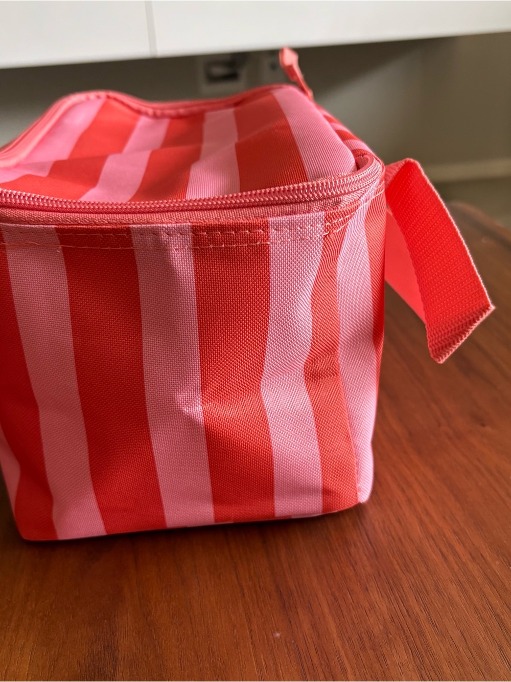 Trader Joe's Pink & Coral Striped Mini Insulated Cooler Bag - Picture 3 of 7